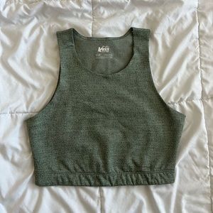 REI Heathered Sage Green Crop Bra